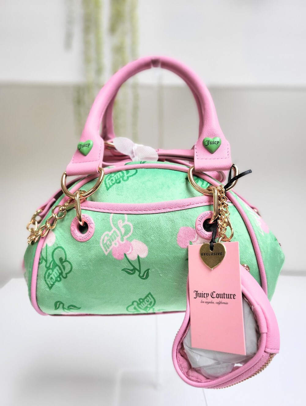 JUICY COUTURE Juicy Cherry Gelato Satchel Crossbody Mini Bowling Bag Retro